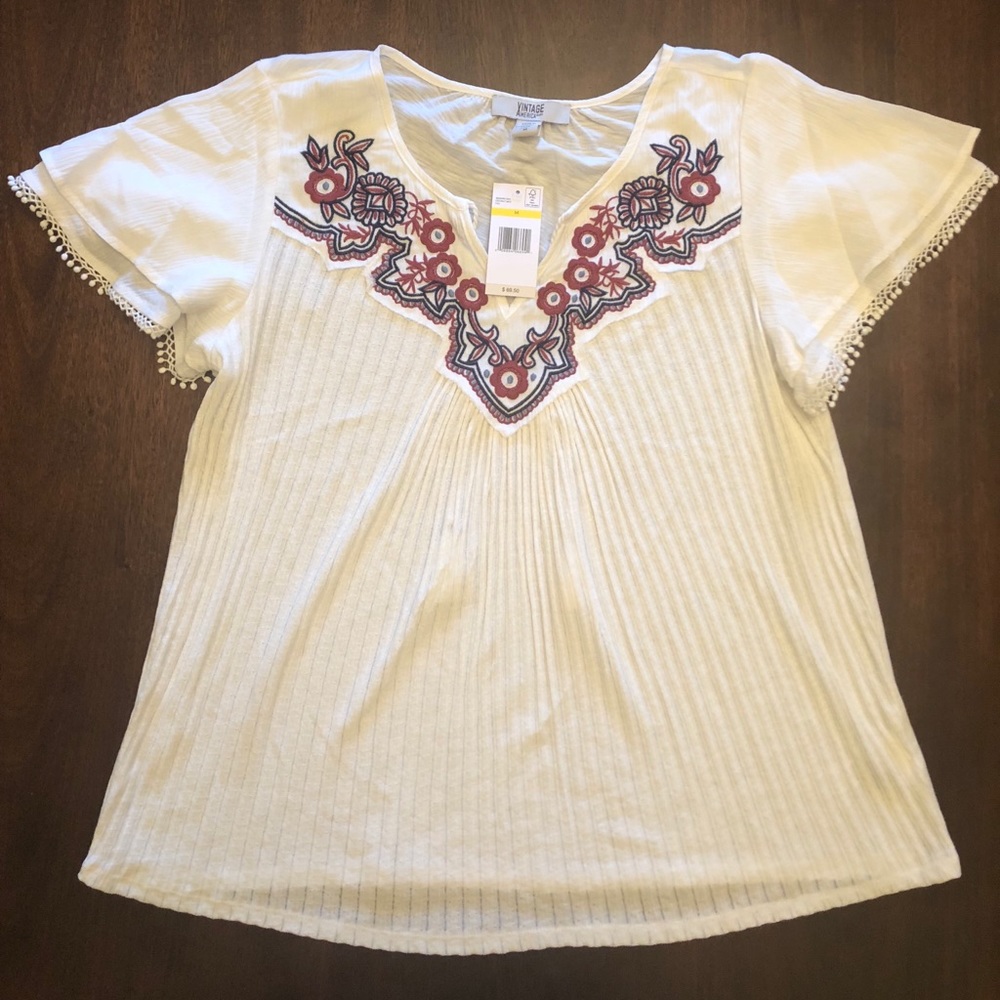 NWT Vintage American Blues Flutter Sleeve Top